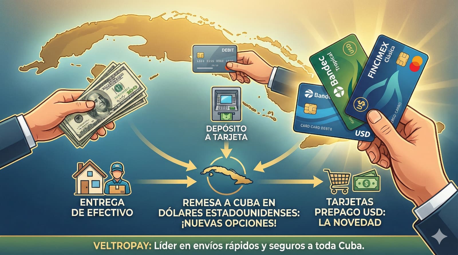 Amplían las opciones de envío de remesas a Cuba en dólares estadounidenses