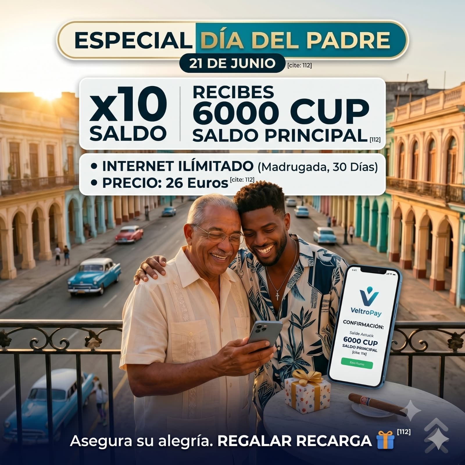 ¡El Mejor Regalo para Papá en Cuba! Multiplica su Saldo x10 con la Recarga Especial de VeltroPay