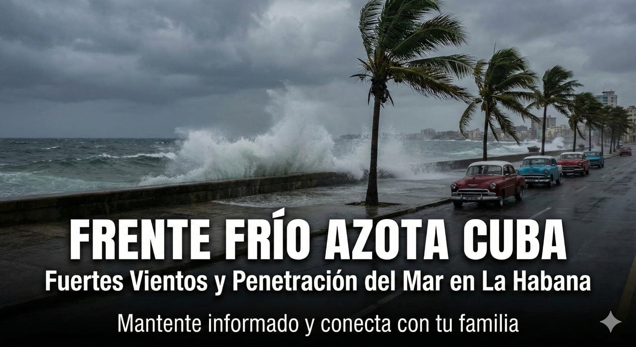 Frente Frío Azota Cuba: Vientos de hasta 80 km/h y Penetración del Mar en La Habana
